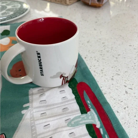 Starbucks You Are Here Mug with Vibrant Red Interior - Picture 3 of 6